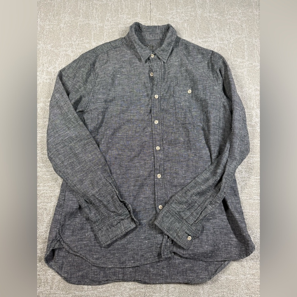 Wilson & Willy's Shirt Mens Gray Button Up Long Sleeve Woven Cotton USA XL